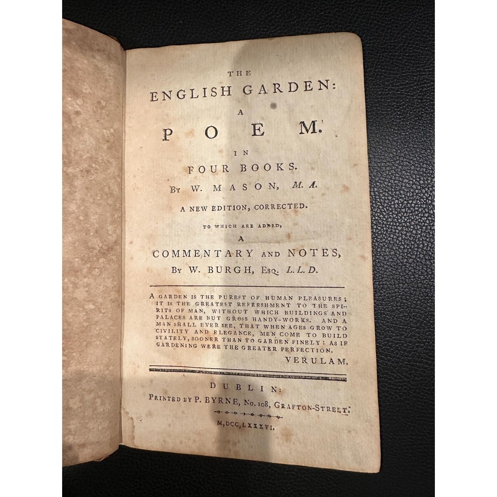 1786‎ Antique Book Founding fathers The English Garden